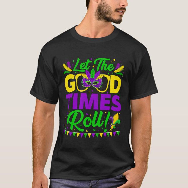 Mardi Gras lät Bra Times Roll Fleur De Lys T Shirt (Framsida)