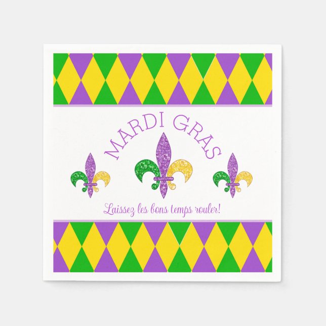 Mardi Gras! Låt Bra Times Roll papper napkin Pappersservett (Framsidan)
