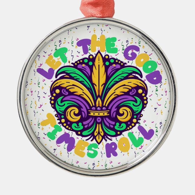 Mardi Gras Låt bran rulla Julgransprydnad Metall (Framsidan)