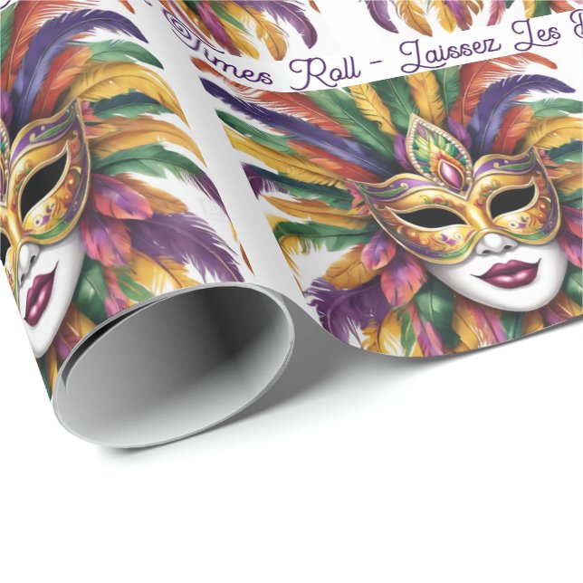 Mardi Gras Låt De Goda Tiderna Rulla Anpassad Rull Presentpapper (Rullad Hörn)