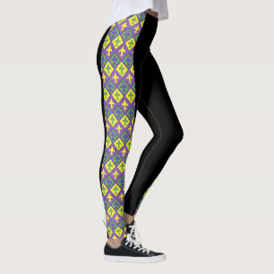 Mardi Gras Leggings Black Lila Grönt Guld