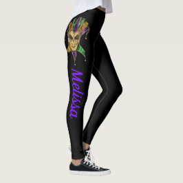 Mardi Gras Leggings Black Masks Namn