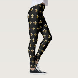 Mardi Gras Leggings fleur de lis black guld