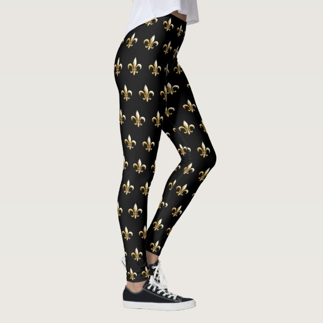 Mardi Gras Leggings fleur de lis black guld (Höger)