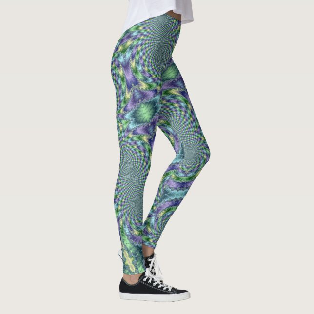 Mardi Gras Leggings Guld Black Lila Grönt (Höger)