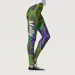 Mardi Gras Leggings Guld Black Lila Grönt Namn