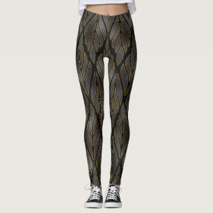 Mardi Gras Leggings, Mardi Gras Black och Guld Leggings
