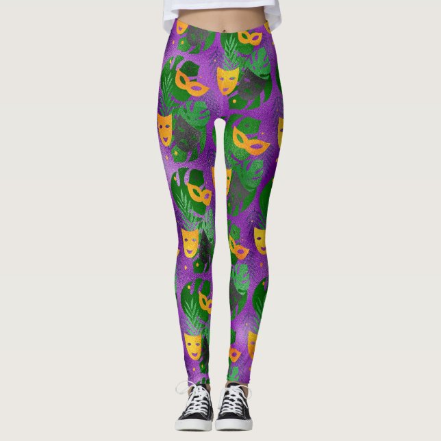 Mardi Gras Leggings, Mardi Gras Masks & Lövs Leggings (Framsida)