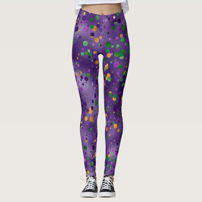 Mardi Gras Leggings, Mardi Gras Polka dots Leggings (Framsida)