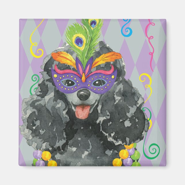 Mardi Gras Leksak Pudel Magnet (Framsidan)