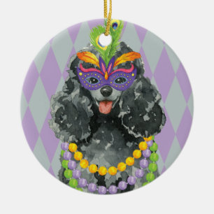 Mardi Gras leksakpudel Julgransprydnad Keramik