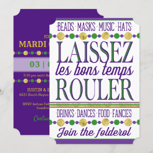 Mardi Gras Les Bons Temps Rouler Inbjudningar