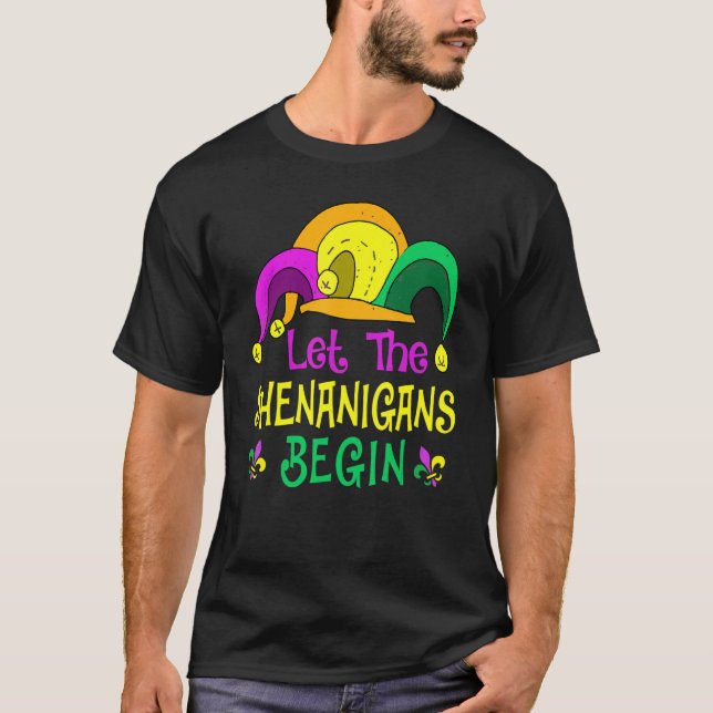 Mardi Gras Let The Shenanigan Begin Jester Hat Kid T Shirt (Framsida)