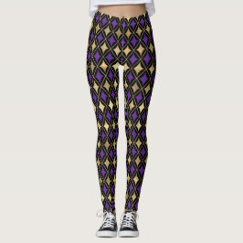 MARDI GRAS LILA BLACK GULD AKTIVA LAGAR LEGGINGS
