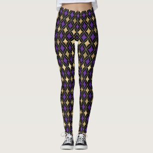 MARDI GRAS LILA BLACK GULD AKTIVA LAGAR LEGGINGS