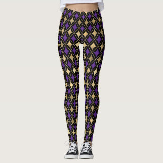 MARDI GRAS LILA BLACK GULD AKTIVA LAGAR LEGGINGS