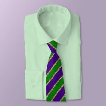 Mardi Gras Lila Grönt och Guld Neck Tie