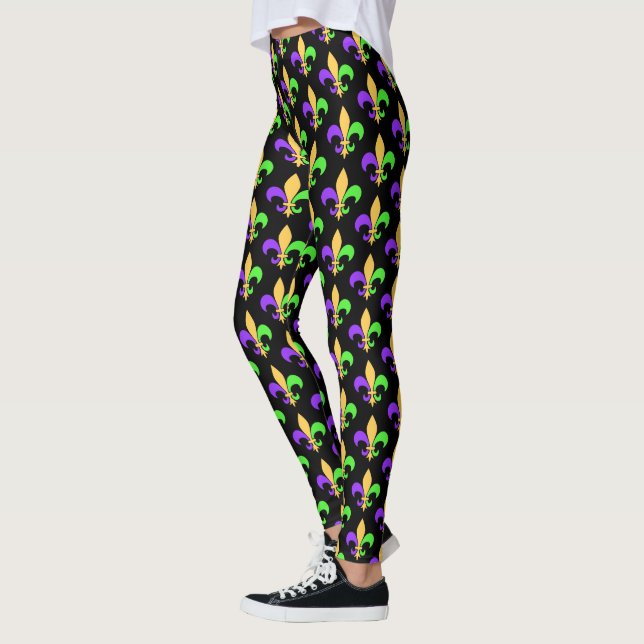 Mardi Gras Lila Grönt och Guld New Orleans Leggings (Vänster)