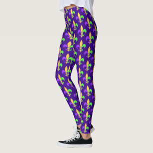 Mardi Gras Lila Grönt och Guld New Orleans Leggings