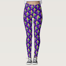 Mardi Gras Lila Grönt och Guld New Orleans Leggings