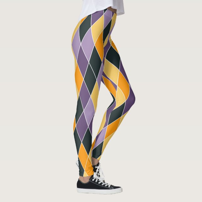 Mardi Gras Lila Guld High Quality Women's Leggings (Höger)