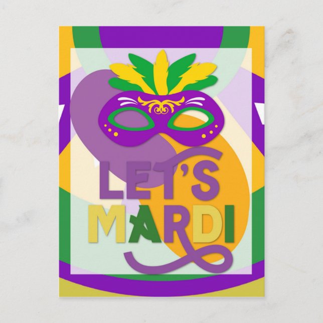 Mardi Gras Lila Guld Mask Vykort (Framsida)