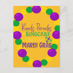 Mardi Gras Lila Guld Pärlor Vykort