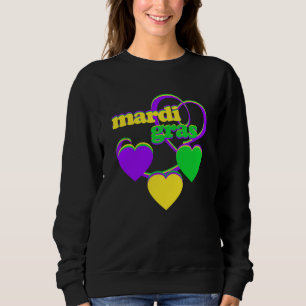 Mardi Gras Lila Gult Grönt Heart Cute Carnival T Shirt