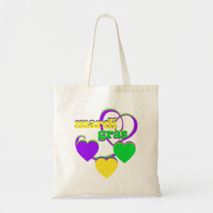 Mardi Gras Lila Gult Grönt Hearts Carnival Tygkasse