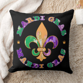 Mardi Gras Lila Gult Grönt Kudde
