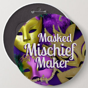Mardi Gras Lila och Guld Masqueramasker Knapp