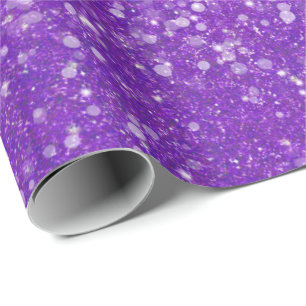 Mardi Gras Lila Solid Färg Faux Glitter Bling Presentpapper