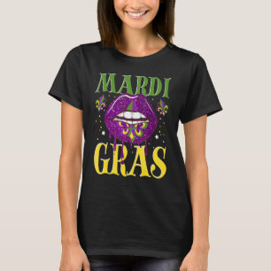 Mardi Gras Lip Fleur De Lis Carnival Costume T Shirt