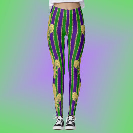 Mardi Gras Lodrät Rand & Fleur de Lys Leggings