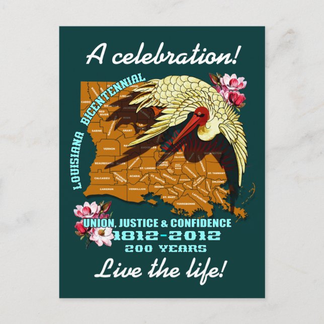 Mardi Gras Louisiana Bicentennial Party Se anmärkn Inbjudan Vykort (Framsida)