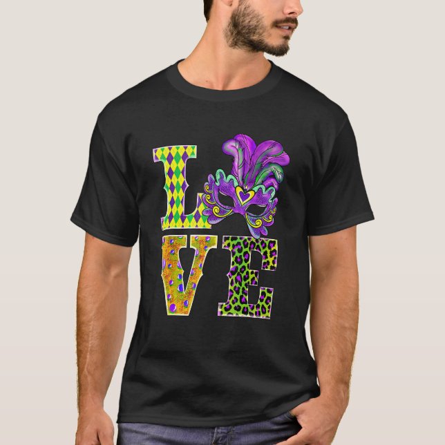 Mardi Gras Love Leopard Costume Shirt Carnaval Par T Shirt (Framsida)