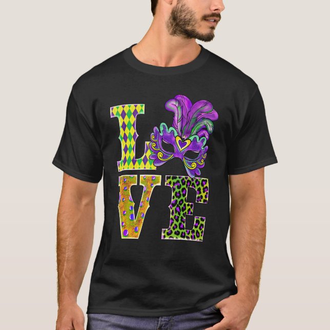 Mardi Gras Love Leopard Costume Shirt Carnaval Par T Shirt (Framsida)