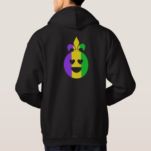 Mardi Gras Lycklig Ansikte Smiling Fleur-de-Lis Fu Hoodie (Baksida)