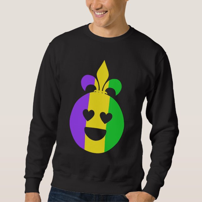 Mardi Gras Lycklig Ansikte Smiling Fleur-de-Lis Fu Lång Ärmad Tröja (Framsida)