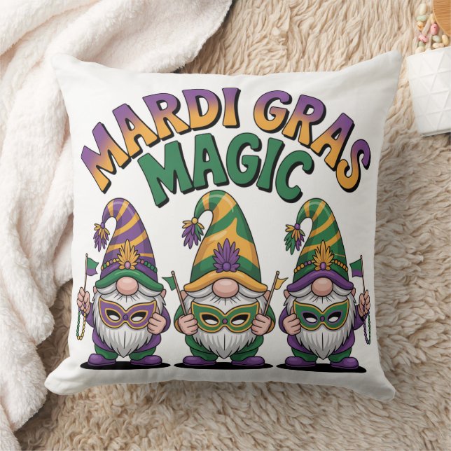 Mardi Gras Magiska Gnomer Kudde (Filt)