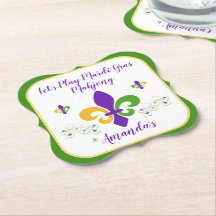 Mardi Gras Mahjong NAMN Grön Guld Lila Fleur de