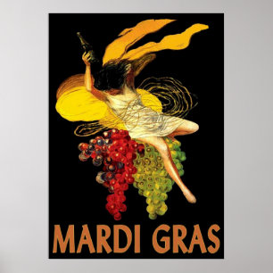 Mardi Gras Maid med druvor Poster