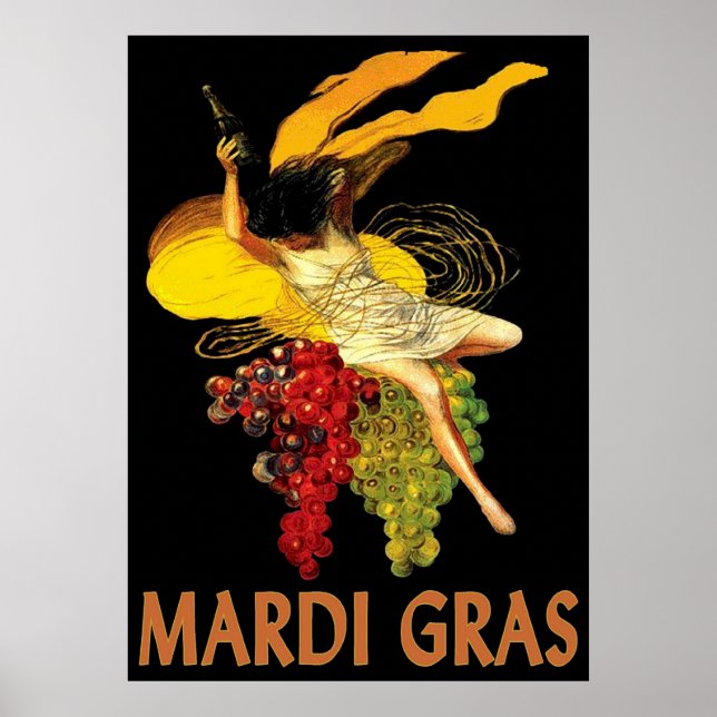 Mardi Gras Maid med druvor Poster (Framsidan)