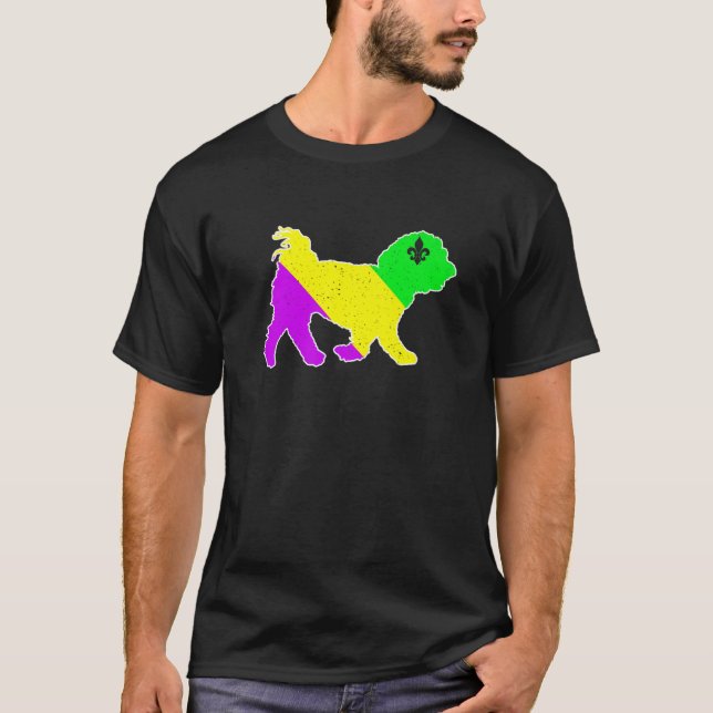 Mardi Gras Maltese Hund Funny Puppy Hund älskare T Shirt (Framsida)