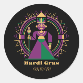 Mardi Gras-Mamma 2026 Drottning Runt Klistermärke