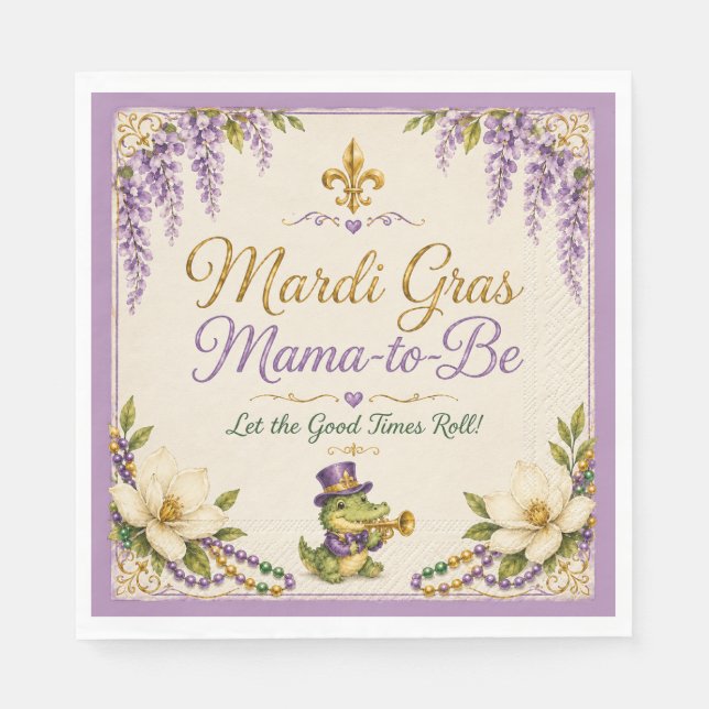 Mardi Gras Mammas-to-Be-Barnkalas Servetter (Framsidan)