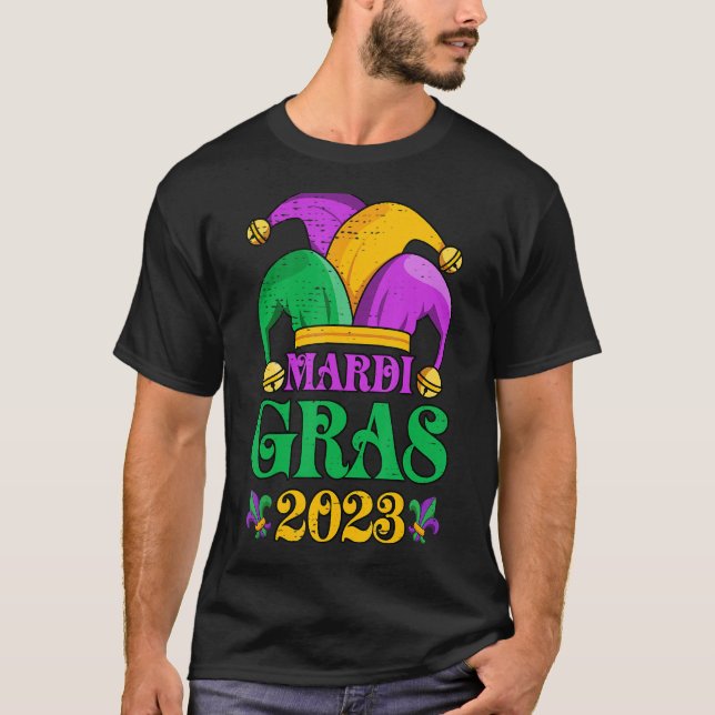 Mardi Gras Mardi Gras 2023 Pärlor Mask Feathers 1 T Shirt (Framsida)