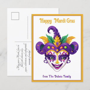 💚💜💛 Mardi Gras Mardi-kalaset Vykort