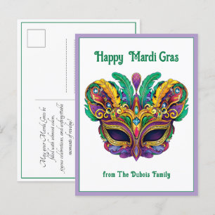 💚💜💛 Mardi Gras Mardi Magi PM-inteckning Vykort