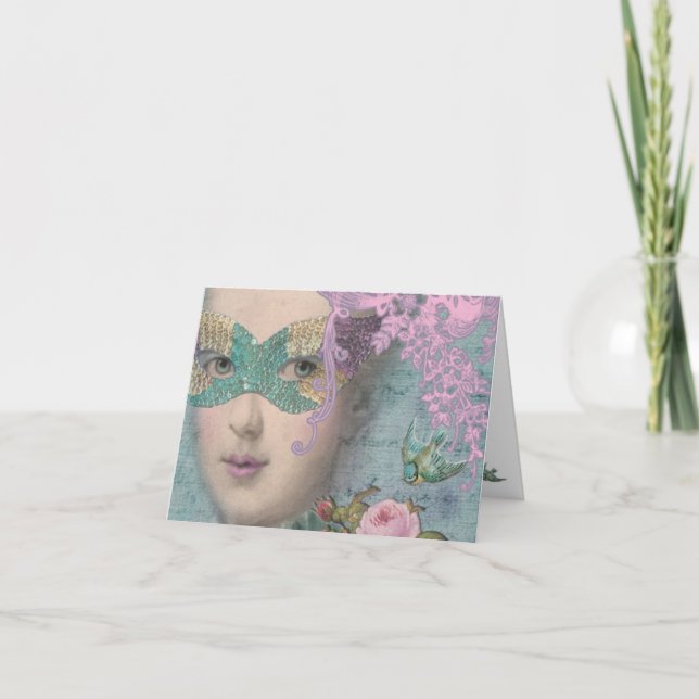 Mardi Gras Marie Antoinette Masquerad Kort (Framsida)